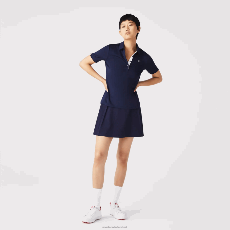 Lacoste sport ademende stretch golfpolo 0828H2487 marineblauw wit 525 vrouwen