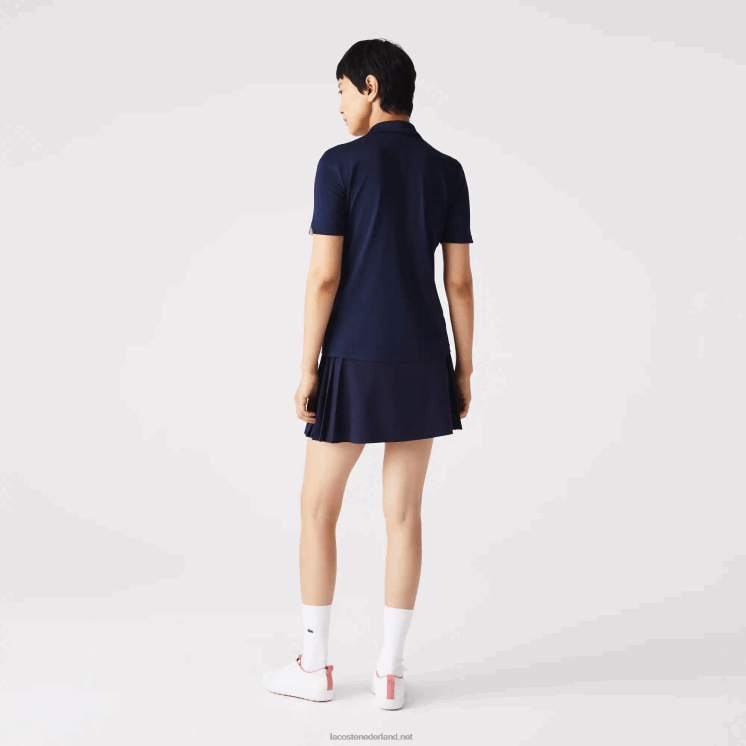 Lacoste sport ademende stretch golfpolo 0828H2487 marineblauw wit 525 vrouwen