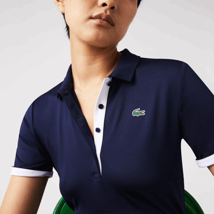 Lacoste sport ademende stretch golfpolo 0828H2487 marineblauw wit 525 vrouwen