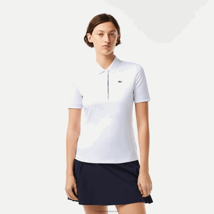 Lacoste sport ademende stretch golfpolo 0828H2488 wit marineblauw 522 vrouwen
