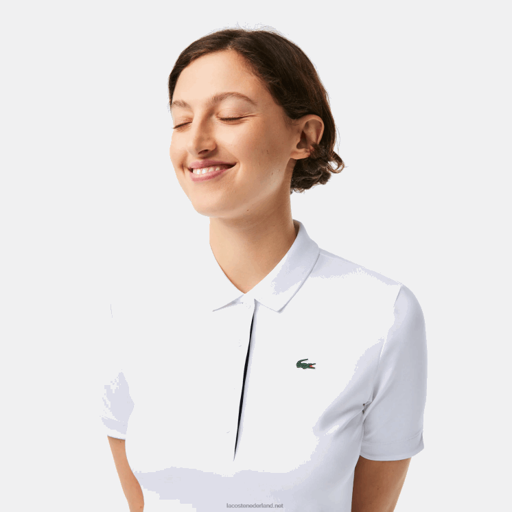 Lacoste sport ademende stretch golfpolo 0828H2488 wit marineblauw 522 vrouwen