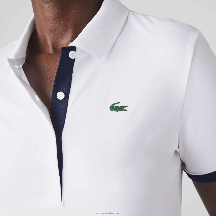 Lacoste sport ademende stretch golfpolo 0828H2488 wit marineblauw 522 vrouwen