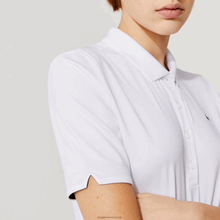 Lacoste sport ademende stretch golfpolo 0828H2488 wit marineblauw 522 vrouwen
