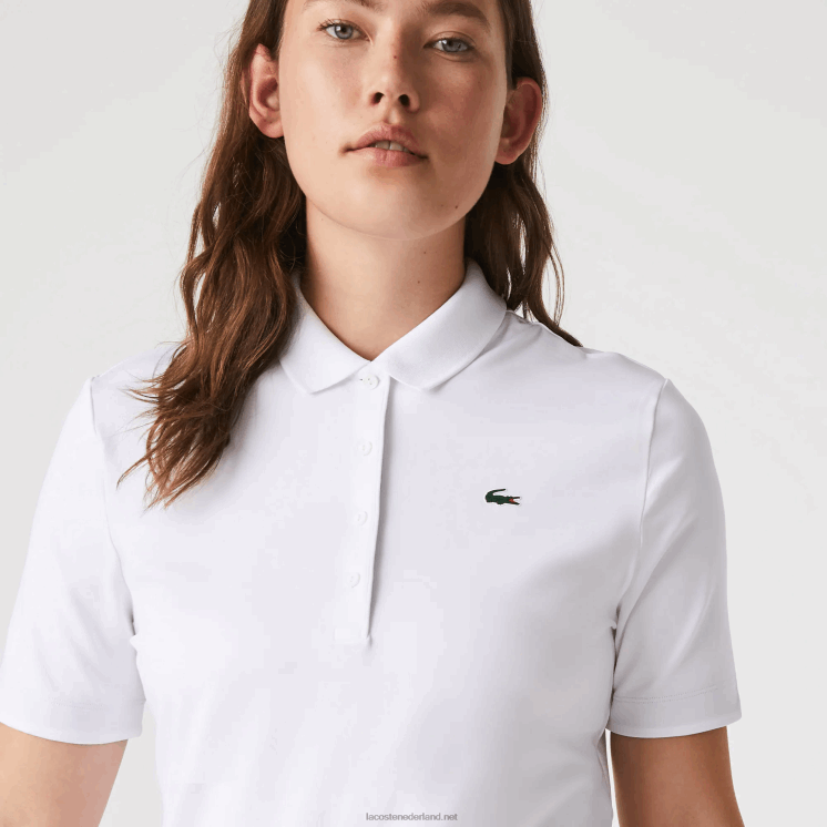 Lacoste sport ademende stretch golfpolo 0828H2488 wit marineblauw 522 vrouwen