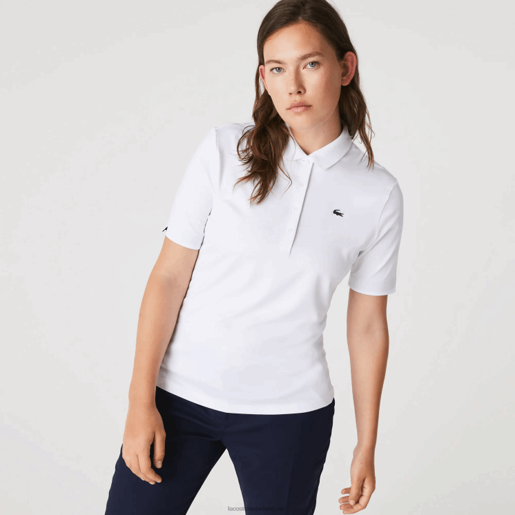 Lacoste sport ademende stretch golfpolo 0828H2488 wit marineblauw 522 vrouwen