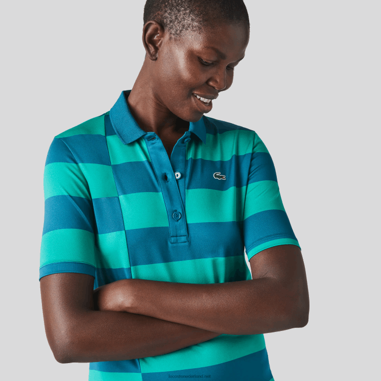 Lacoste sport gestreepte jersey golfsweater 0828H2489 groen kxd vrouwen
