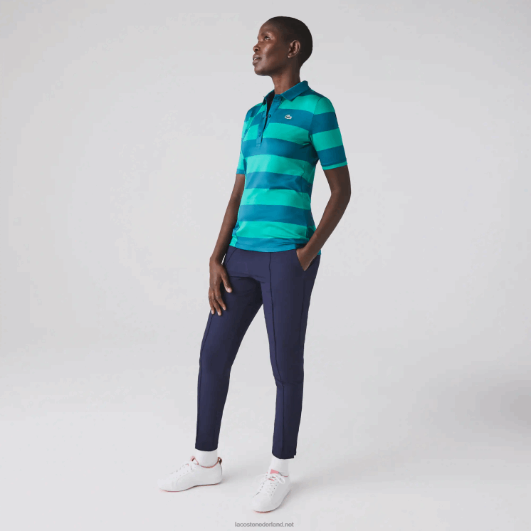 Lacoste sport gestreepte jersey golfsweater 0828H2489 groen kxd vrouwen