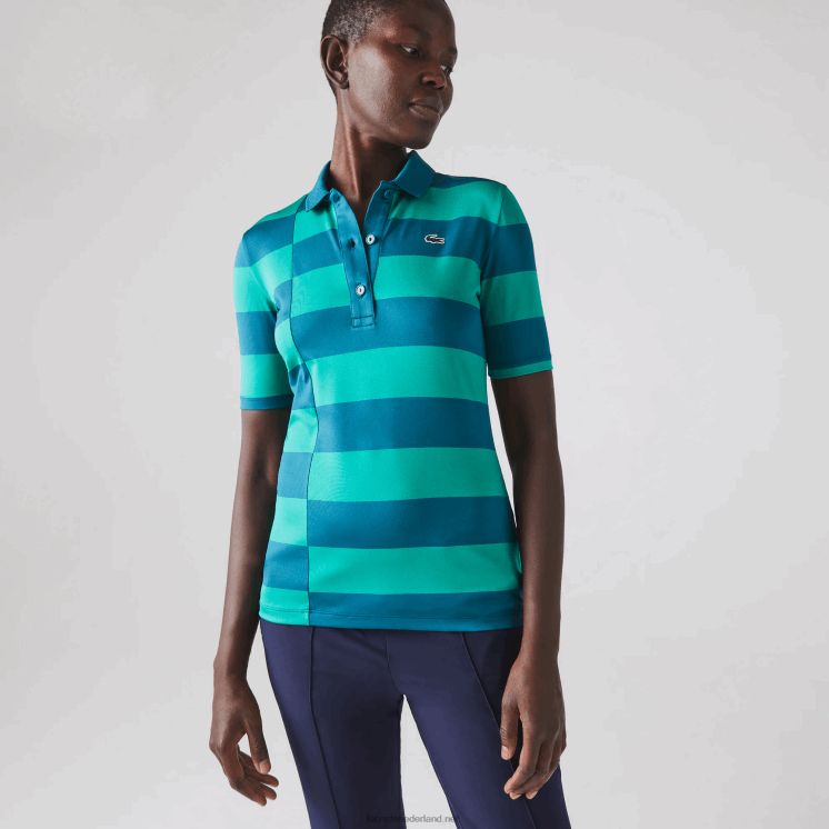 Lacoste sport gestreepte jersey golfsweater 0828H2489 groen kxd vrouwen