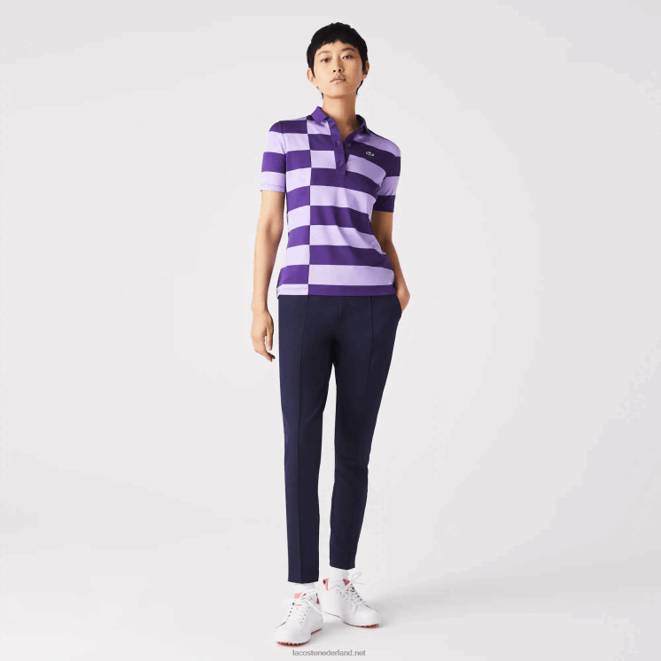Lacoste sport gestreepte jersey golfsweater 0828H2490 paars 5 gram vrouwen