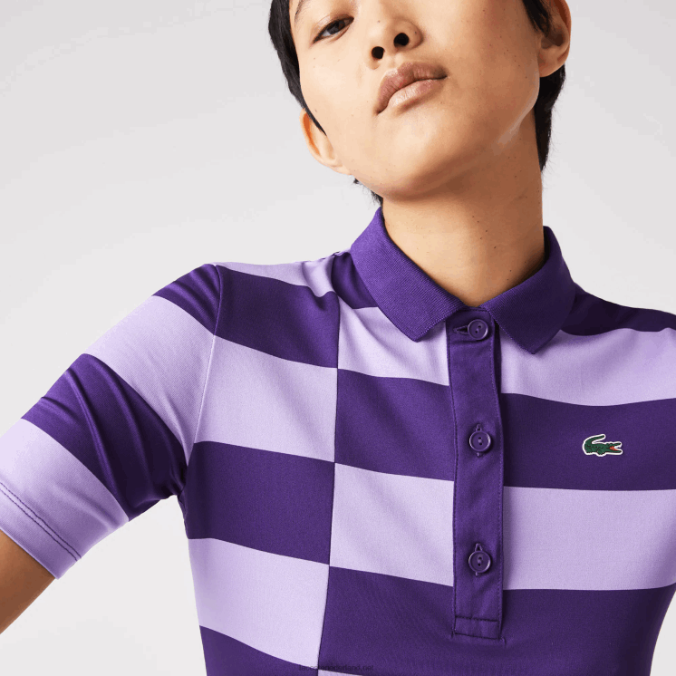Lacoste sport gestreepte jersey golfsweater 0828H2490 paars 5 gram vrouwen