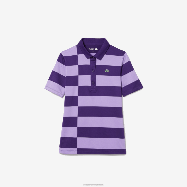 Lacoste sport gestreepte jersey golfsweater 0828H2490 paars 5 gram vrouwen