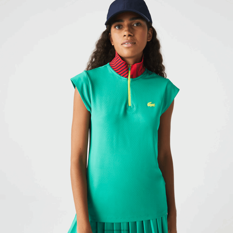 Lacoste sport-tennispolo met hoge hals en ritssluiting 0828H2500 groen marineblauw rood sr9 vrouwen