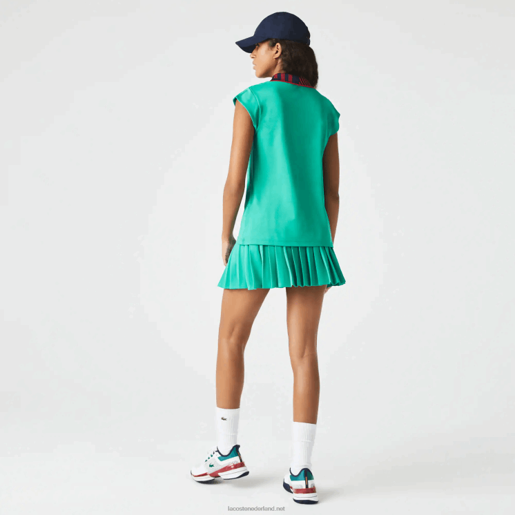 Lacoste sport-tennispolo met hoge hals en ritssluiting 0828H2500 groen marineblauw rood sr9 vrouwen