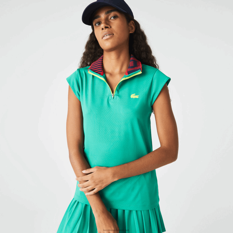 Lacoste sport-tennispolo met hoge hals en ritssluiting 0828H2500 groen marineblauw rood sr9 vrouwen