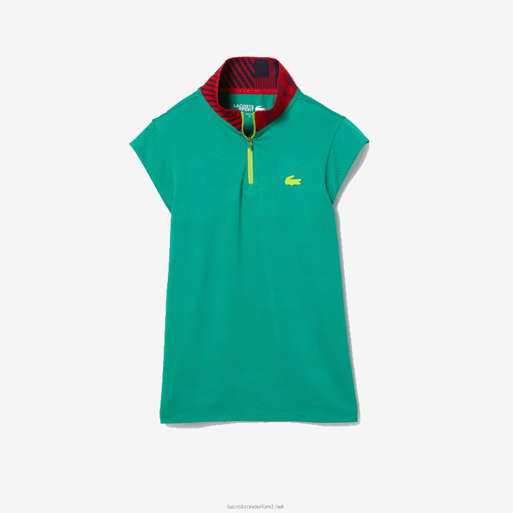 Lacoste sport-tennispolo met hoge hals en ritssluiting 0828H2500 groen marineblauw rood sr9 vrouwen