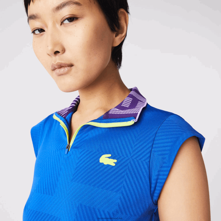 Lacoste sport-tennispolo met hoge hals en ritssluiting 0828H2501 blauw paars geel 2g4 vrouwen