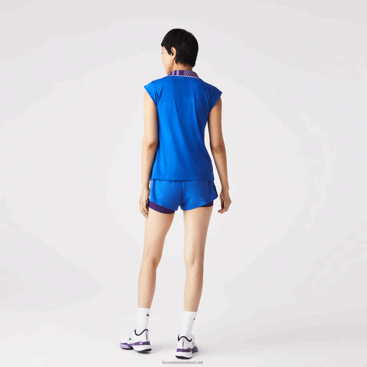 Lacoste sport-tennispolo met hoge hals en ritssluiting 0828H2501 blauw paars geel 2g4 vrouwen