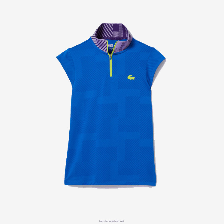 Lacoste sport-tennispolo met hoge hals en ritssluiting 0828H2501 blauw paars geel 2g4 vrouwen