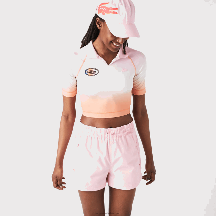 Lacoste sport zomerpakket korte gradiënt en stretch polo 0828H2499 roze wit oranje dfk vrouwen