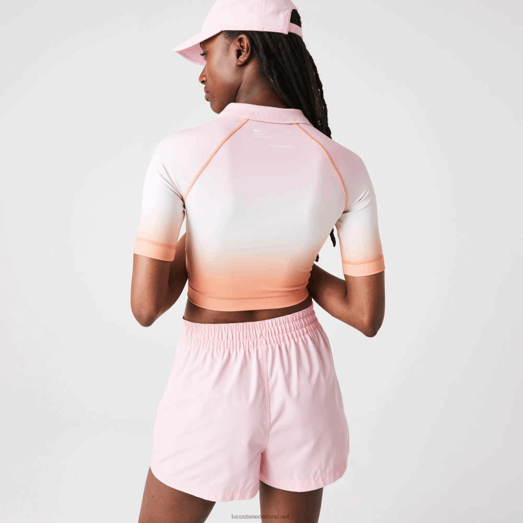 Lacoste sport zomerpakket korte gradiënt en stretch polo 0828H2499 roze wit oranje dfk vrouwen
