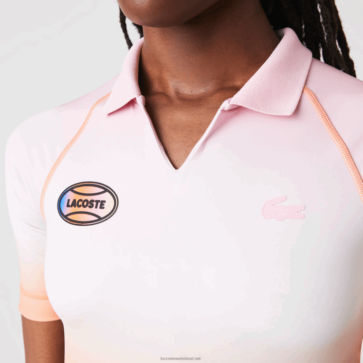 Lacoste sport zomerpakket korte gradiënt en stretch polo 0828H2499 roze wit oranje dfk vrouwen