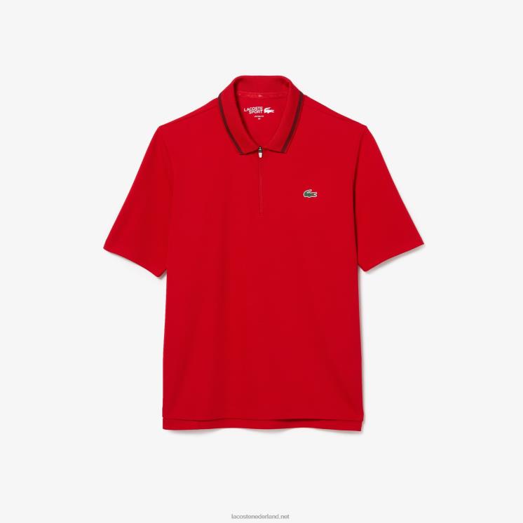 Lacoste sportieve golfpolo met ritssluiting 0828H2465 rood bordeaux z50 vrouwen
