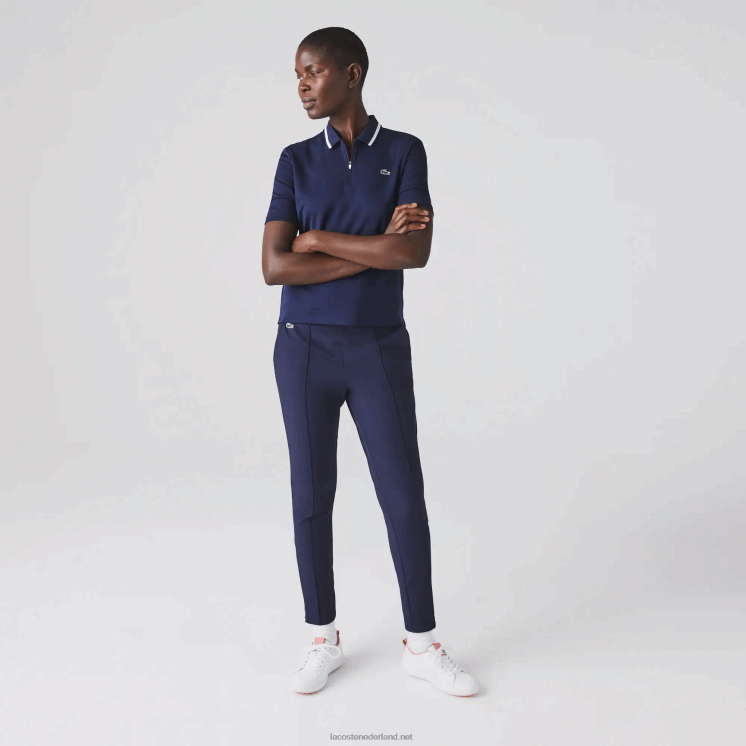 Lacoste sportieve golfpolo met ritssluiting 0828H2466 marineblauw wit 525 vrouwen