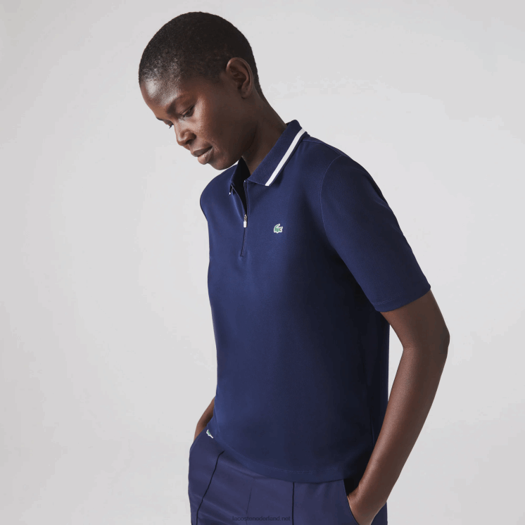 Lacoste sportieve golfpolo met ritssluiting 0828H2466 marineblauw wit 525 vrouwen