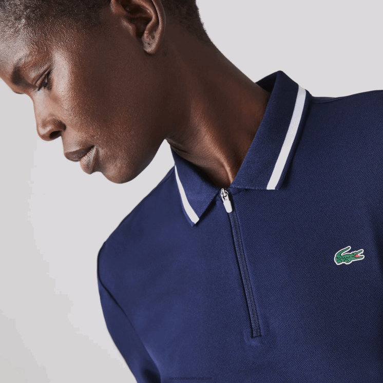 Lacoste sportieve golfpolo met ritssluiting 0828H2466 marineblauw wit 525 vrouwen