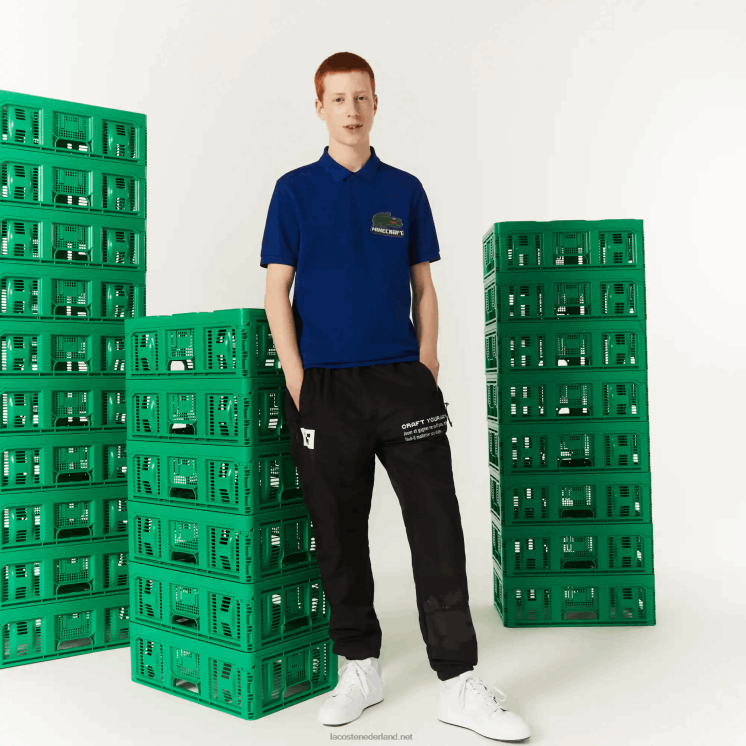 lacoste x minecraft polo van biologisch katoen met klassieke pasvorm 0828H942 blauwe bdm vrouwen