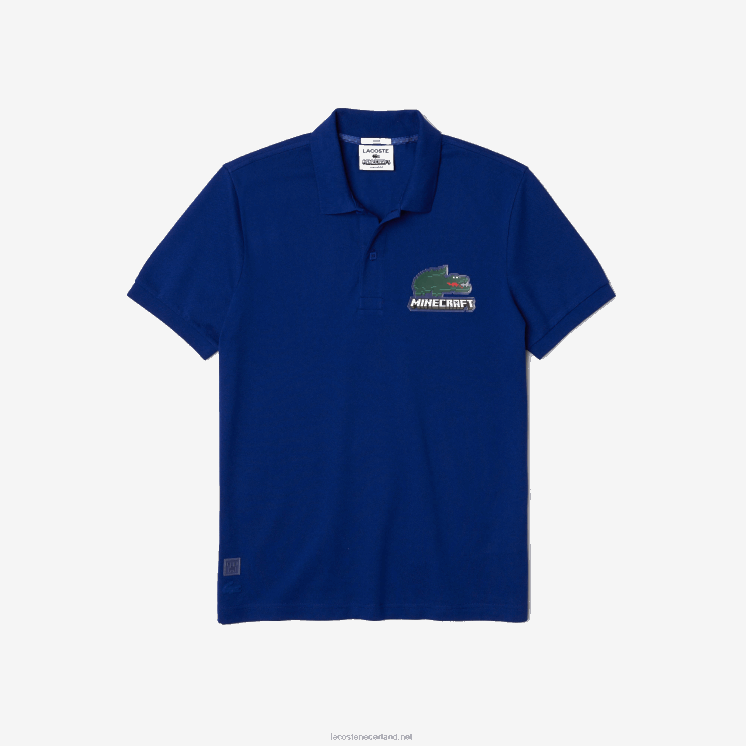 lacoste x minecraft polo van biologisch katoen met klassieke pasvorm 0828H942 blauwe bdm vrouwen