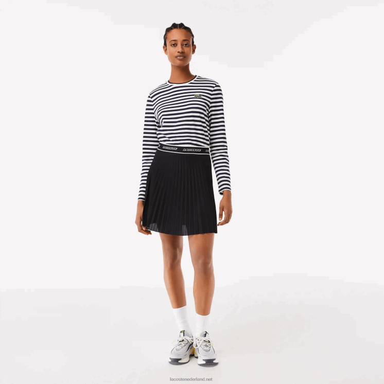 Lacoste geplooide rok met elastische taille 0828H2352 zwart 031 vrouwen