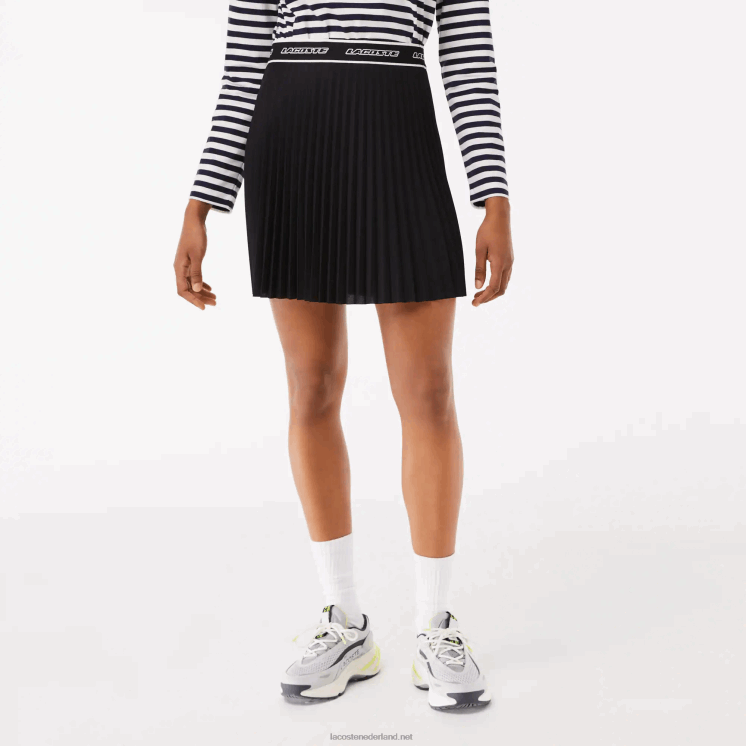 Lacoste geplooide rok met elastische taille 0828H2352 zwart 031 vrouwen