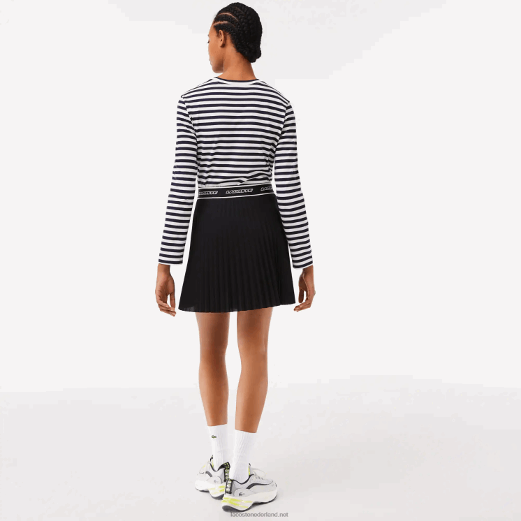 Lacoste geplooide rok met elastische taille 0828H2352 zwart 031 vrouwen