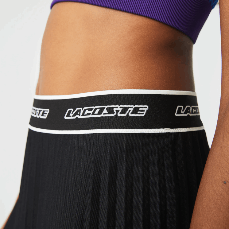 Lacoste geplooide rok met elastische taille 0828H2352 zwart 031 vrouwen