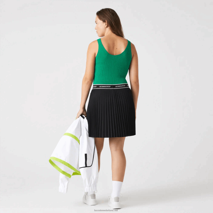 Lacoste geplooide rok met elastische taille 0828H2352 zwart 031 vrouwen
