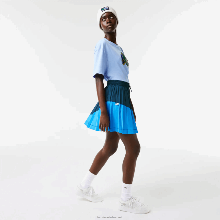 Lacoste nylon plooirok met kleurvlakken 0828H2595 blauw bah vrouwen