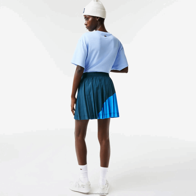 Lacoste nylon plooirok met kleurvlakken 0828H2595 blauw bah vrouwen