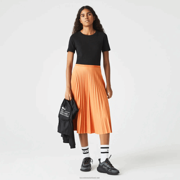 Lacoste soepelvallende geplooide rok met elastische taille 0828H2599 oranje ww vrouwen