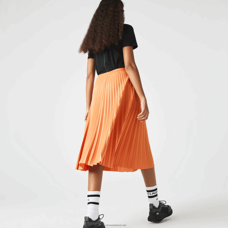 Lacoste soepelvallende geplooide rok met elastische taille 0828H2599 oranje ww vrouwen