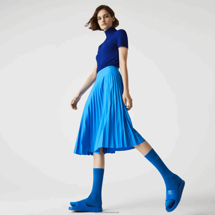 Lacoste soepelvallende geplooide rok met elastische taille 0828H2600 blauwe tv vrouwen