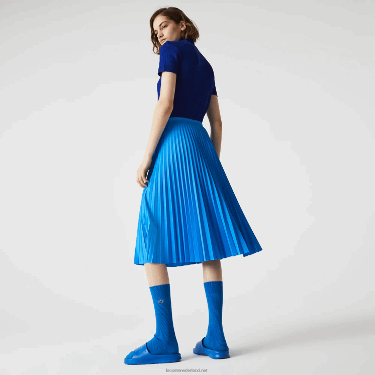Lacoste soepelvallende geplooide rok met elastische taille 0828H2600 blauwe tv vrouwen