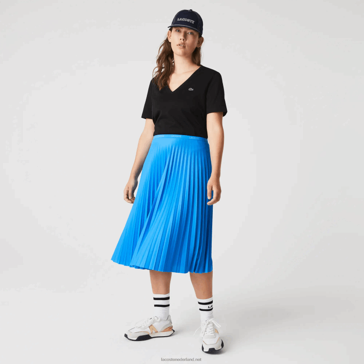 Lacoste soepelvallende geplooide rok met elastische taille 0828H2600 blauwe tv vrouwen
