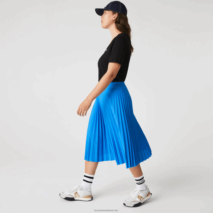 Lacoste soepelvallende geplooide rok met elastische taille 0828H2600 blauwe tv vrouwen