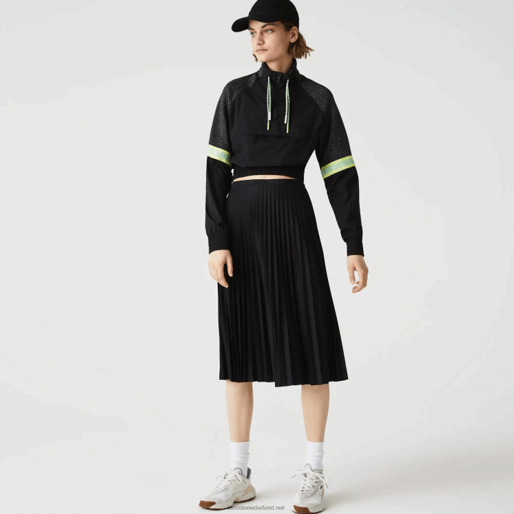 Lacoste soepelvallende geplooide rok met elastische taille 0828H2601 zwart 031 vrouwen