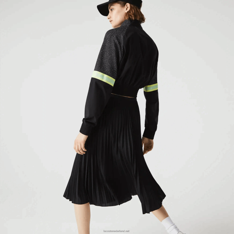 Lacoste soepelvallende geplooide rok met elastische taille 0828H2601 zwart 031 vrouwen
