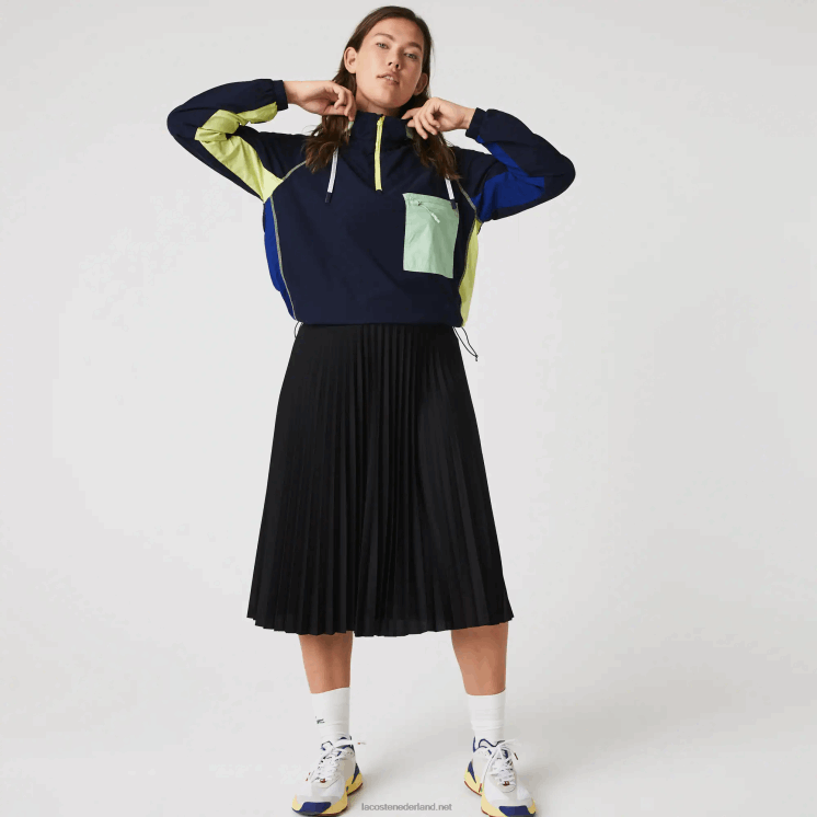 Lacoste soepelvallende geplooide rok met elastische taille 0828H2601 zwart 031 vrouwen