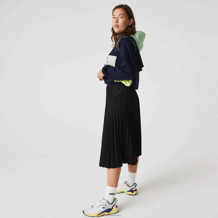 Lacoste soepelvallende geplooide rok met elastische taille 0828H2601 zwart 031 vrouwen
