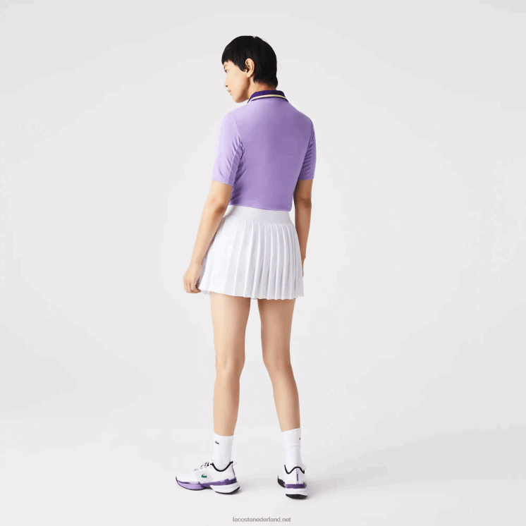 Lacoste sport ingebouwde korte geplooide tennisrok 0828H2582 wit groen 737 vrouwen
