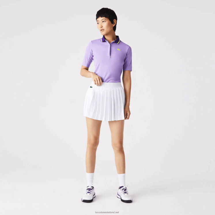 Lacoste sport ingebouwde korte geplooide tennisrok 0828H2582 wit groen 737 vrouwen